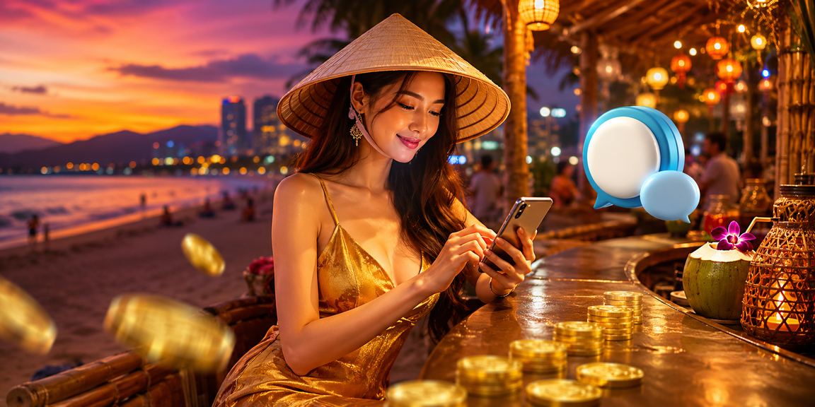 Người chơi bài tại Đà Nẵng với nón lá, thể hiện văn hóa giải trí địa phương kết hợp game bài trực tuyến